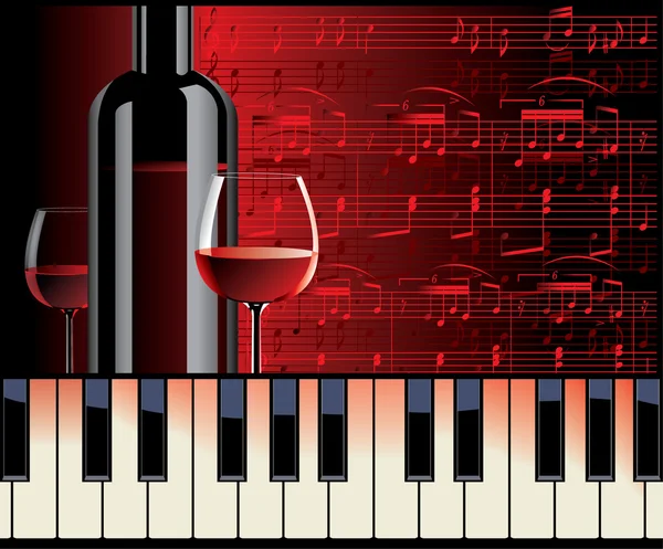 Piano melody and wine — Stock Vector