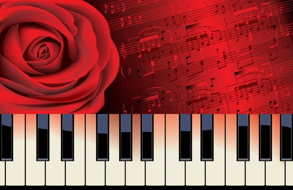 लाल गुलाब और पियानो मेलोडी स्टॉक इलस्ट्रेशन