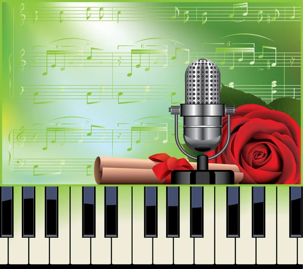 Melodia de piano e microfone Ilustração De Stock