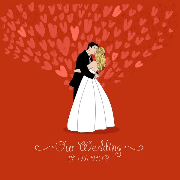 Tarjeta de boda — Vector de stock