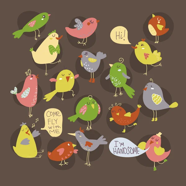 Group of birds singing — Stock Vector