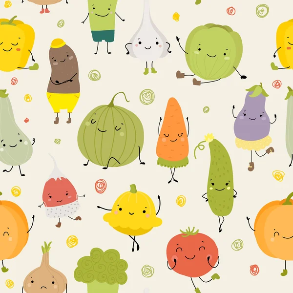 Desenhos animados Vector Ilustração de alimentos vegetais engraçados —  Vetores de Stock