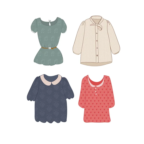 Coleção de roupas retro femininas —  Vetores de Stock