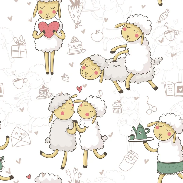 Sheeps in love — Stock Vector