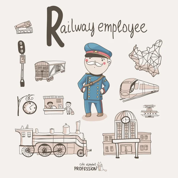 Trabalhador ferroviário —  Vetores de Stock