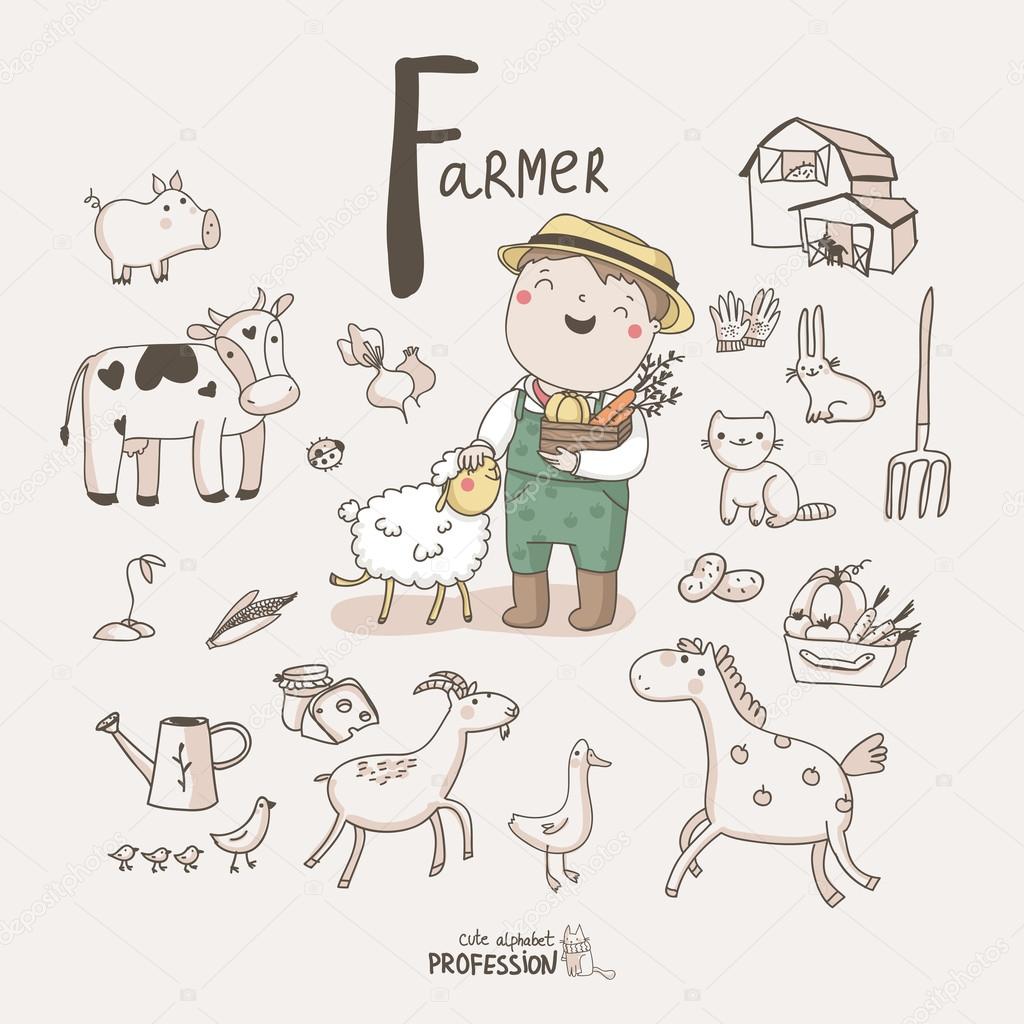 Profession alphabet F - Farmer