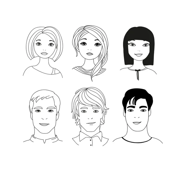 Set of people faces — Stock Vector