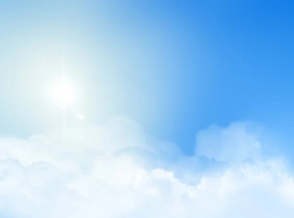 Błękitne niebo z chmurami i słońcem. — Zdjęcie stockowe