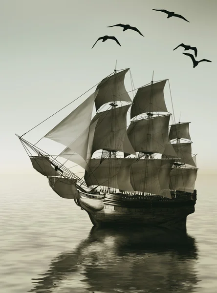 Sailboat against a beautiful landscape — Stock Photo, Image