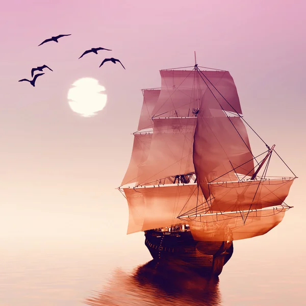 Barco durante o pôr do sol — Fotografia de Stock