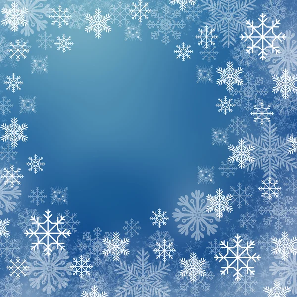 Flocos de neve em tom azul e branco — Fotografia de Stock