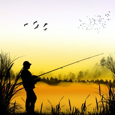 Fisherman silhouette clipart