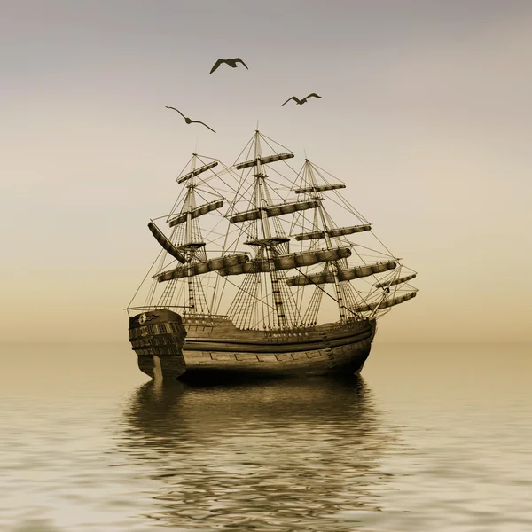 Лодка в море во время заката — стоковое фото