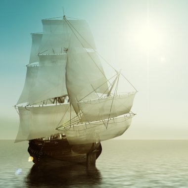 güzel bir manzara karşı yelkenli