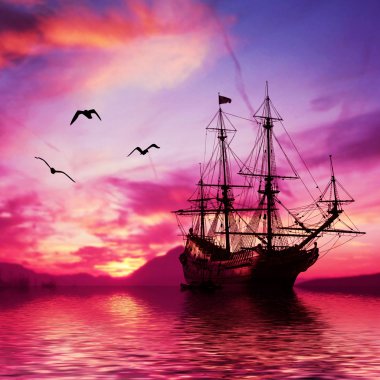 güzel bir manzara karşı yelkenli