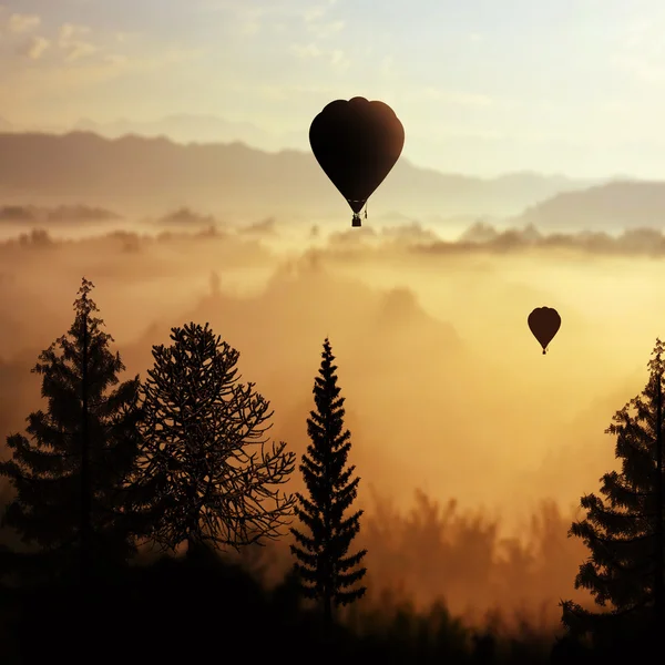 Landscape with balloons — Stock Photo, Image