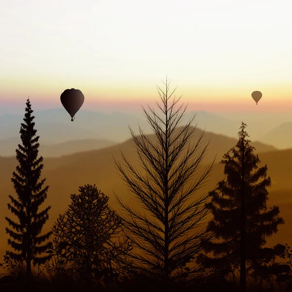 Landschap met ballonnen — Stockfoto