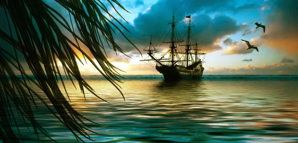 Zeilboot landschap — Stockfoto