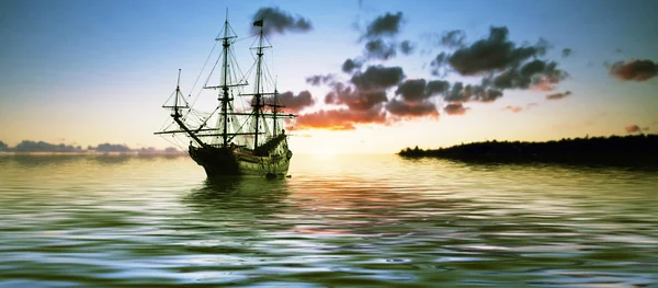 Schip op zee — Stockfoto