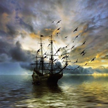 Yelkenli deniz manzara karşı