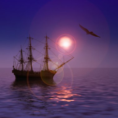 Yelkenli deniz manzara karşı