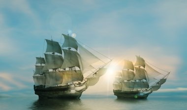 Ships on sea clipart
