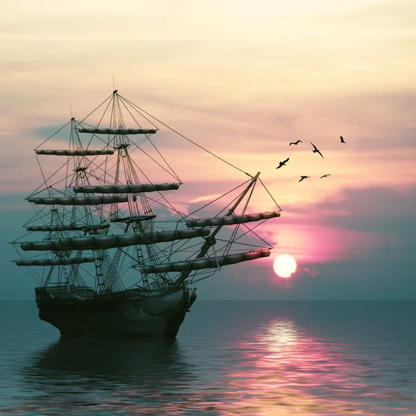 Корабль на море — стоковое фото