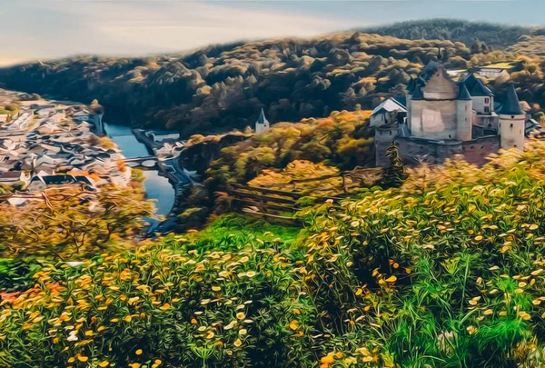 Una Vista Colorida Desde Claro Sobre Casco Antiguo Con Castillo Imágenes De Stock Sin Royalties Gratis