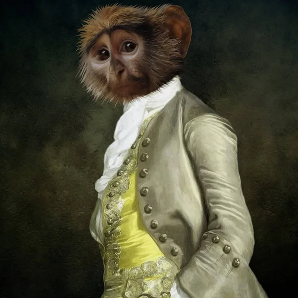 Retrato Capuchinho Traje Retrô Ilustração Imitação Pintura Óleo — Fotografia de Stock