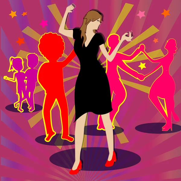 Danse dans la discothèque — Image vectorielle