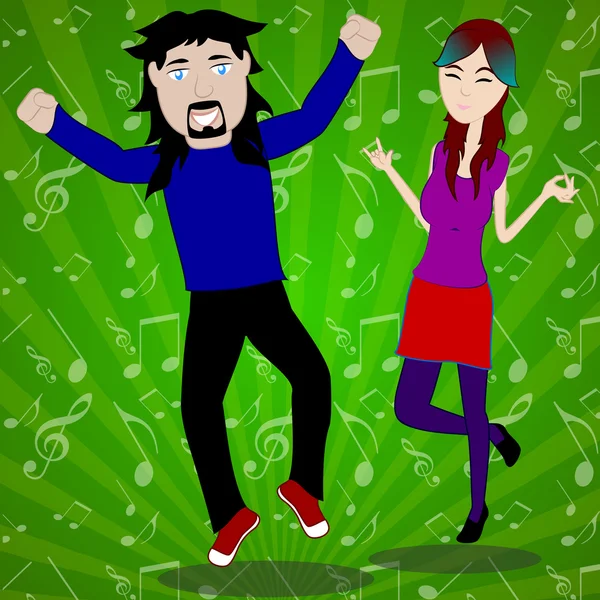 Deux personnes dansent dans la discothèque — Image vectorielle