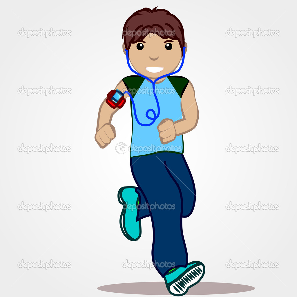 Child exercising and listening to music ⬇ Vector Image by © paularigo
