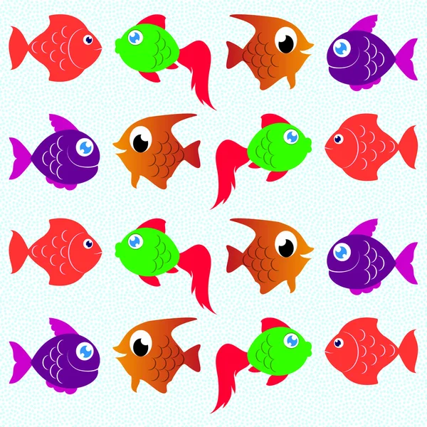 Farklı renklerde balık desen — Stok Vektör