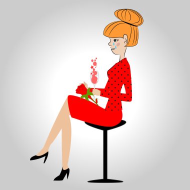 oturma ve gözyaşları dökerek zarif kadın