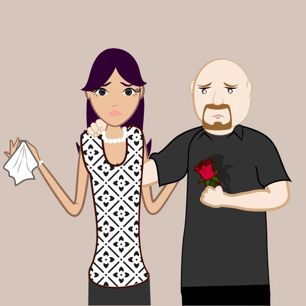 Homme et femme habillés dans le deuil et l'air triste — Image vectorielle