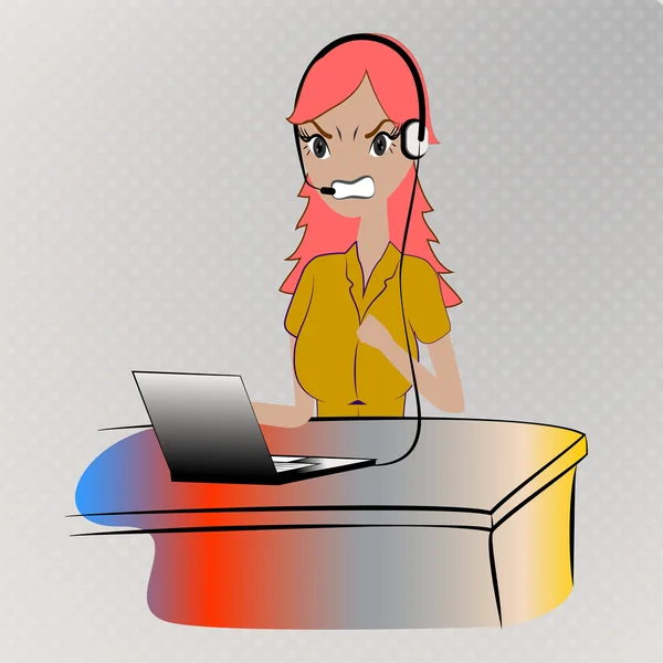 Femme hystérique avec son ordinateur portable — Image vectorielle