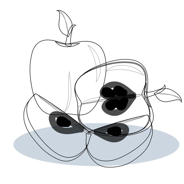 苹果黑色和白色 — 图库矢量图片