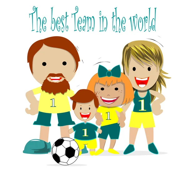 Ευτυχισμένη οικογένεια, λάτρης του ποδοσφαίρου, στολές τους είναι η καλύτερη ομάδα Διανυσματικά Γραφικά