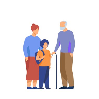 grandparents standing with their grandson