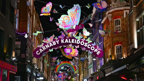Londres Reino Unido Noviembre 2021 Carnaby Street 2021 Luces Decorativas — Vídeo de stock