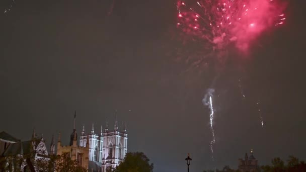 London November 2021 Fireworks Police Vans Parliament Square 2021 Million — Stock Video