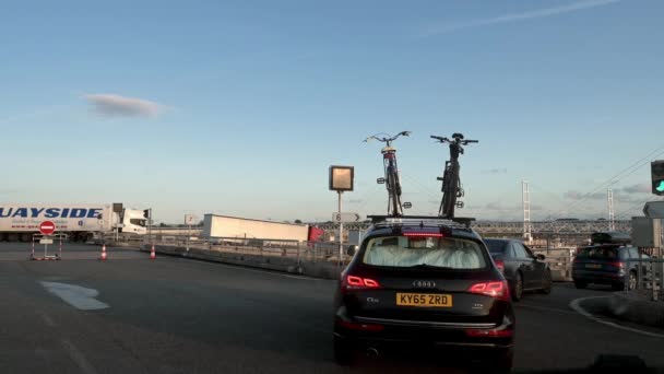 Calais France August 2019 View Windshield Waiting Top Ramp Channel — 图库视频影像