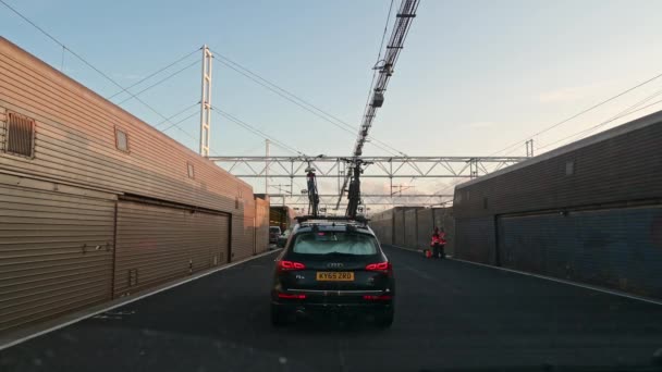 Calais France August 2019 View Windshield Cars Drive Eurotunnel Shuttle — Stock Video