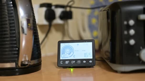 Slow Pull Out Smart Meter Kettle Toaster — Stock Video