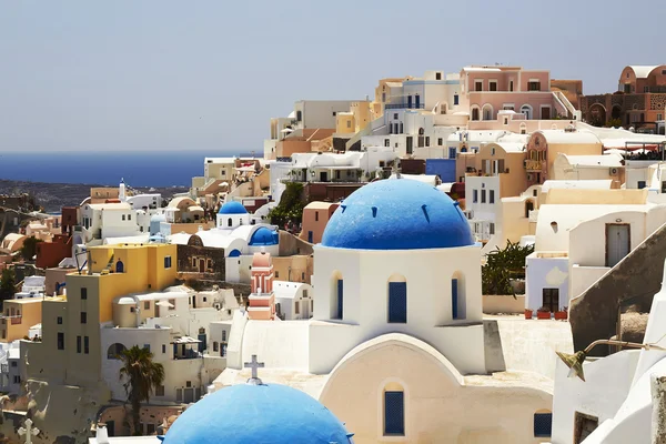 Blue and white churches of Santorini, Greece — Stock Photo, Image