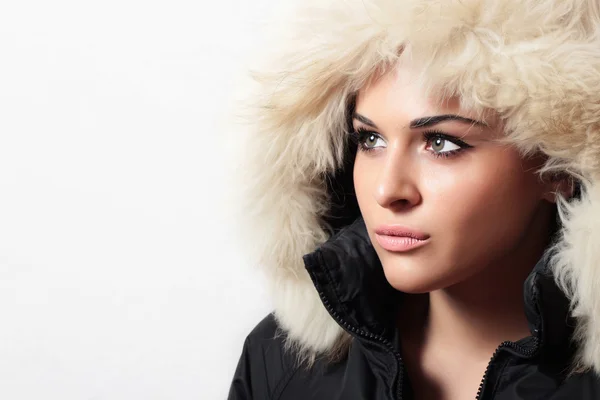 Fur.winter style.fashion の美しさの少女の美しい女性 — ストック写真