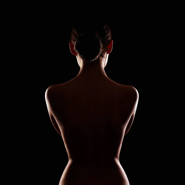 Donna Nuda Silhouette Donna Bella Sport Corpo Ragazze Indietro — Foto Stock