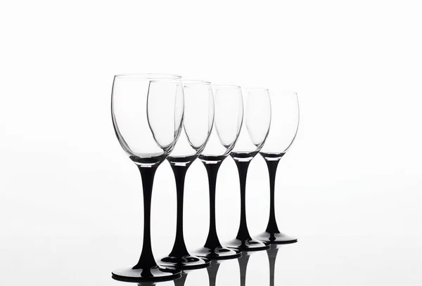 Bicchieri Vino Sfondo Bianco Bella Natura Morta Occhiali Vino Poster — Foto Stock