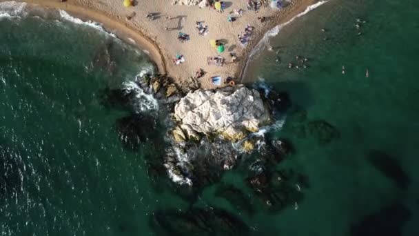 Aerial View Cala Roca Grossa Beach Calella Province Catalonia Spain — Vídeo de stock