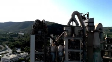 Aerial view of cement factory.Manufacturing and global industry concept. High quality 4k footage